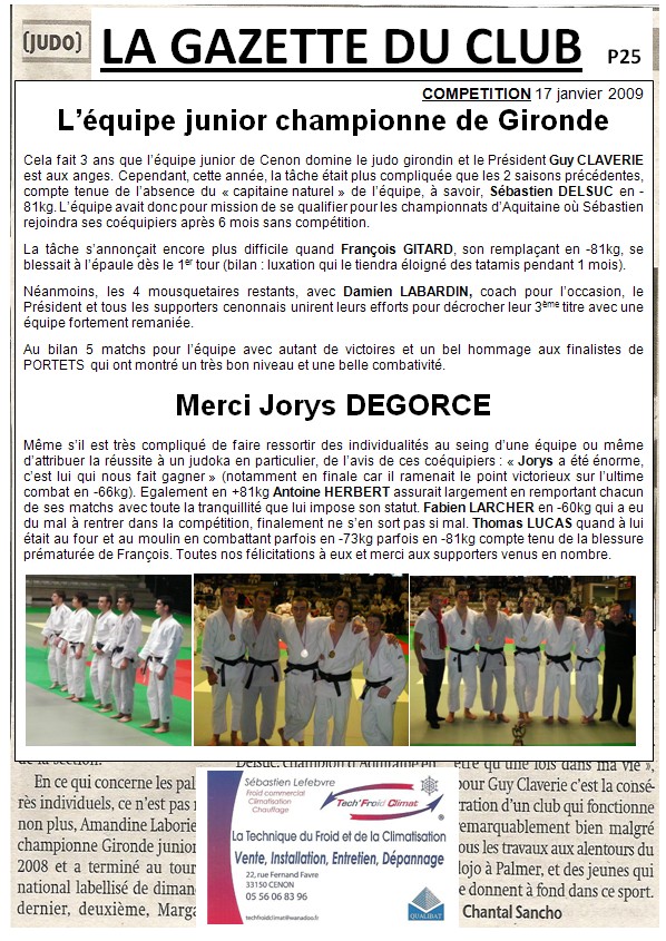 equipe junior Gironde